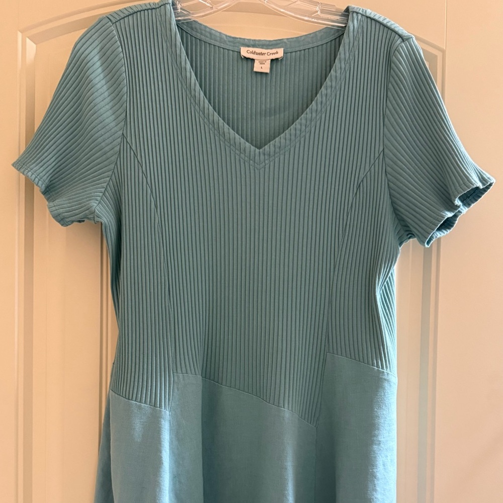 Coldwater Creek Teal V-Neck Maxi Dress